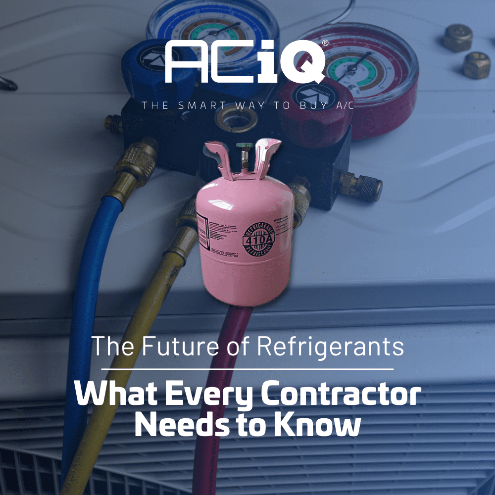 ACiQ R-410A refrigerant tank with HVAC gauges highlighting the future of refrigerants and contractor insights.
