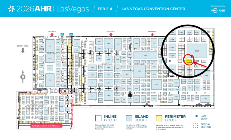 AHR Expo 2026 Las Vegas floor map showing ACiQ booth location C7713