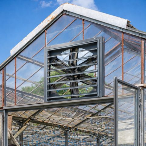ACIQ cabinet wall exhaust fan installed in greenhouse for ventilation and airflow control