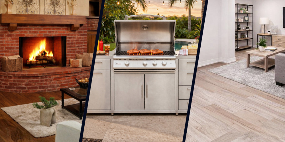 home upgrade products like fireplace grill and flooring for upselling opportunities