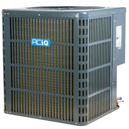 ACiQ Pro Series 14.3 SEER2 R32 single-stage air conditioner condenser with gold fin coil and copper line set connections