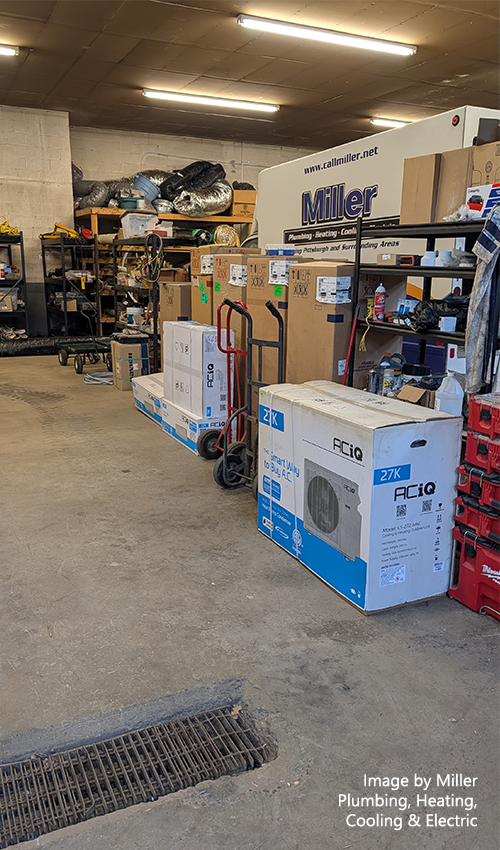 ACiQ heating and cooling equipment inside Miller Plumbing, Heating, Cooling & Electric