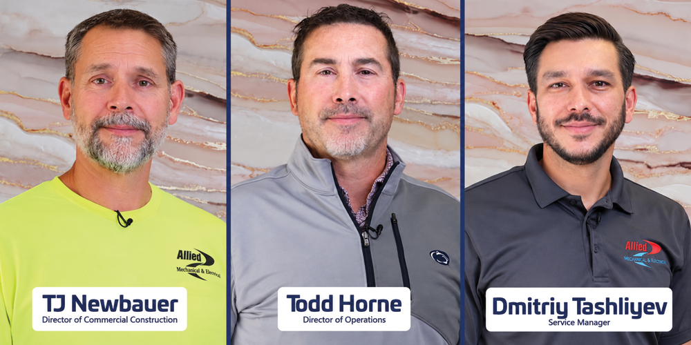 TJ Newbauer, Todd Horne, and Dmitriy Tashliyev of Allied Mechanical & Electrical